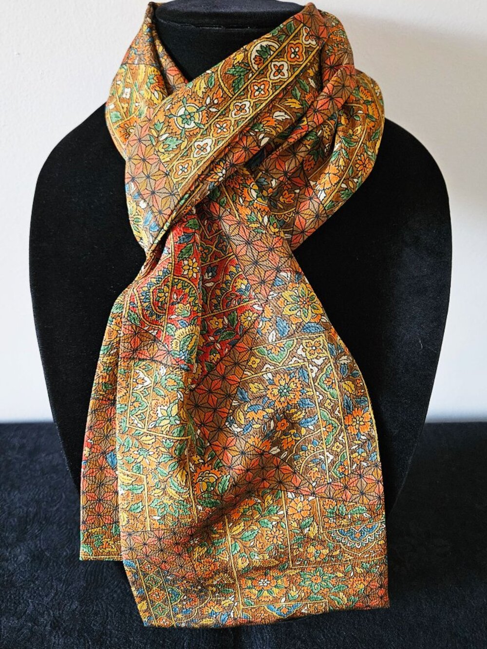 Japanese Silk Kimono Scarf S4753 - Smooth Chirimen Silk Sarasa Patterns